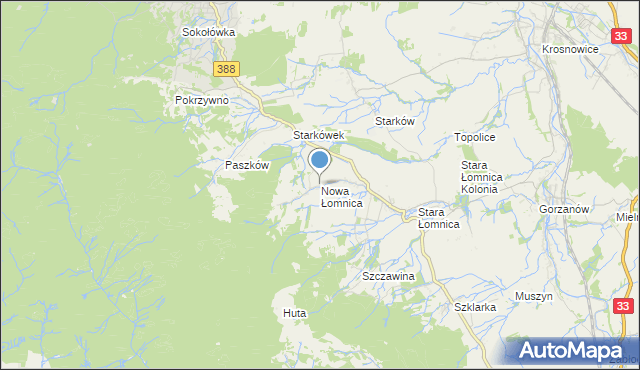 mapa Nowa Łomnica, Nowa Łomnica na mapie Targeo